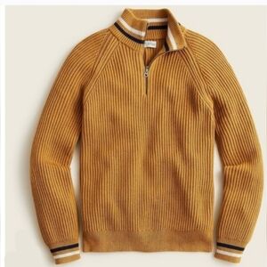 J.CREW Sweater Men Granpa Ribbed Cotton Half-Zip Pullover  Sz M $98 Vintage